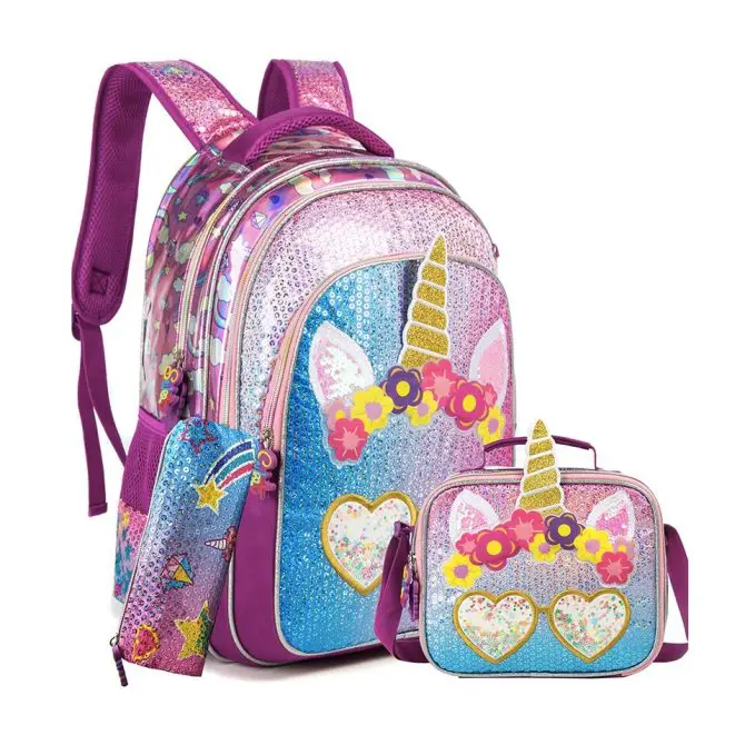 Lot 3 Mini Sacs à Dos Fille – Lavande, Licorne, Paille Fleurie